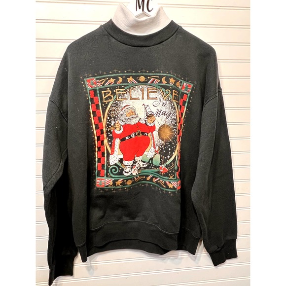 Vintage Santa Believe in Magic  Crewneck Sweatshirt XL - Picture 3 of 8